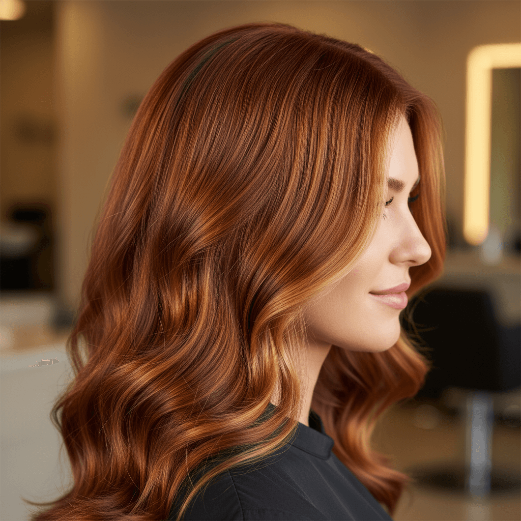 Completed professional hair color and style result