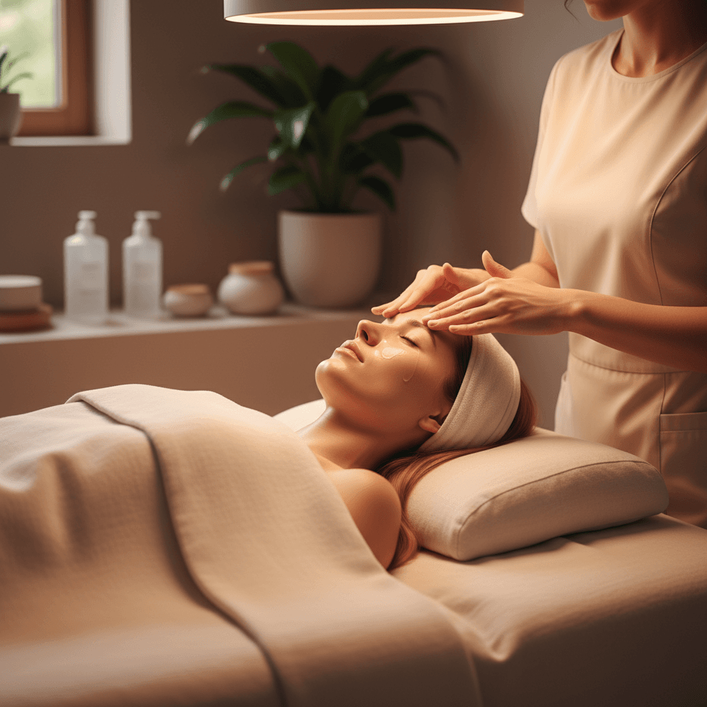 Professional facial treatment session