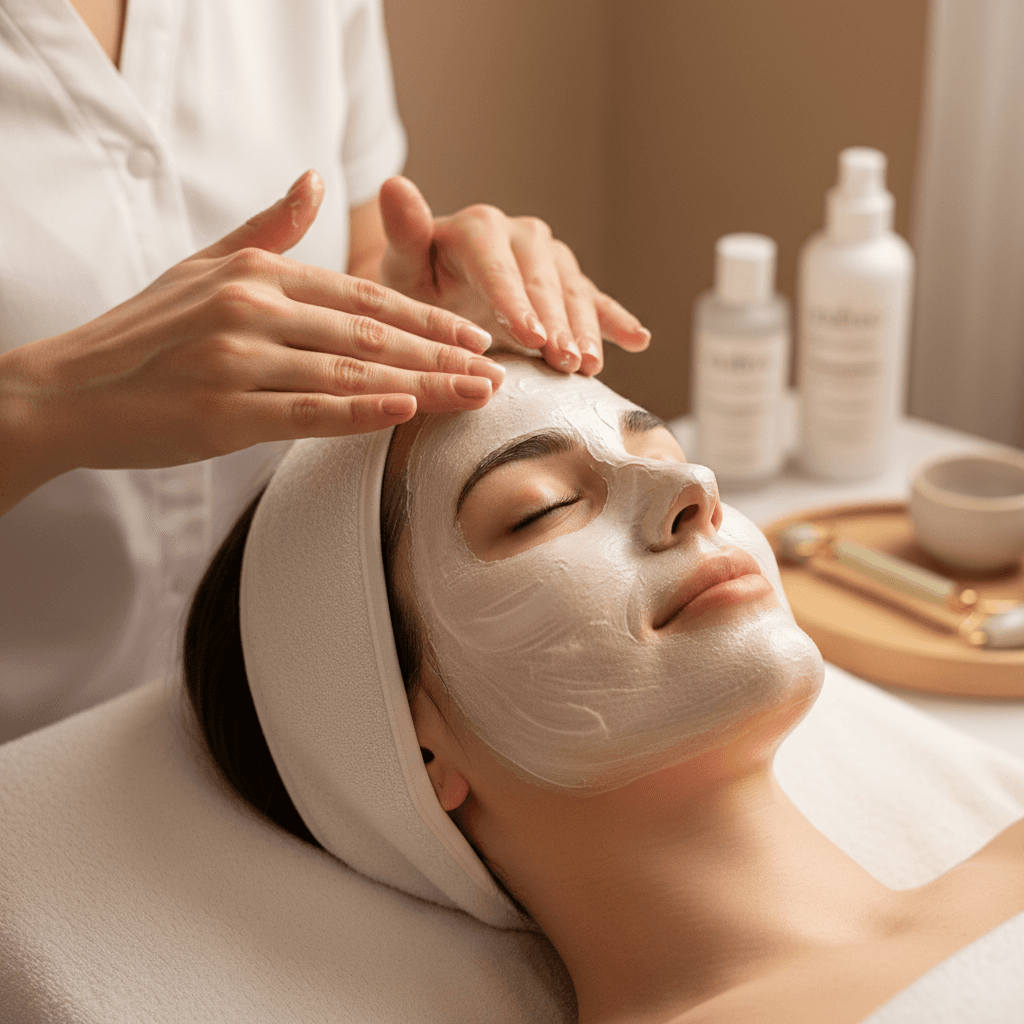 Professional facial treatment at Golden Hair Fixing salon